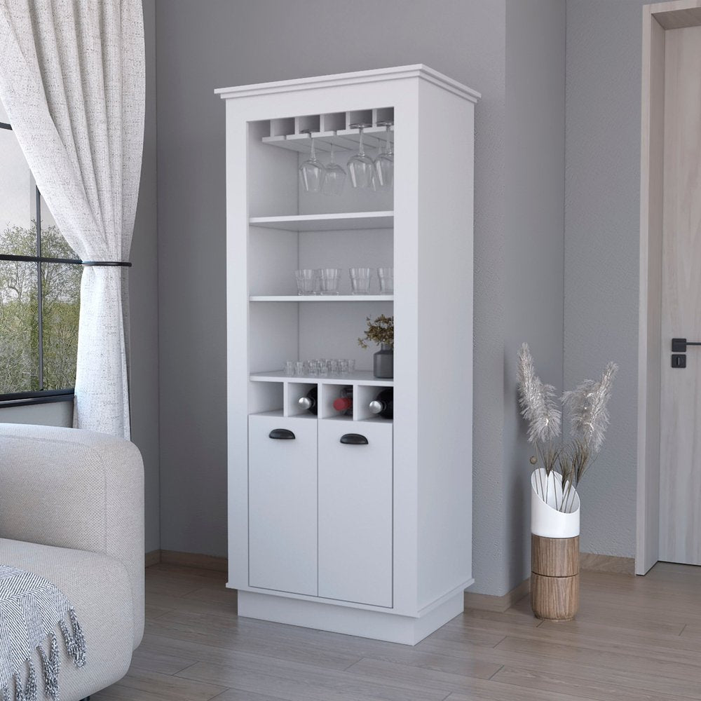 70" White Bar Cabinet With Wine Storage HomeRoots