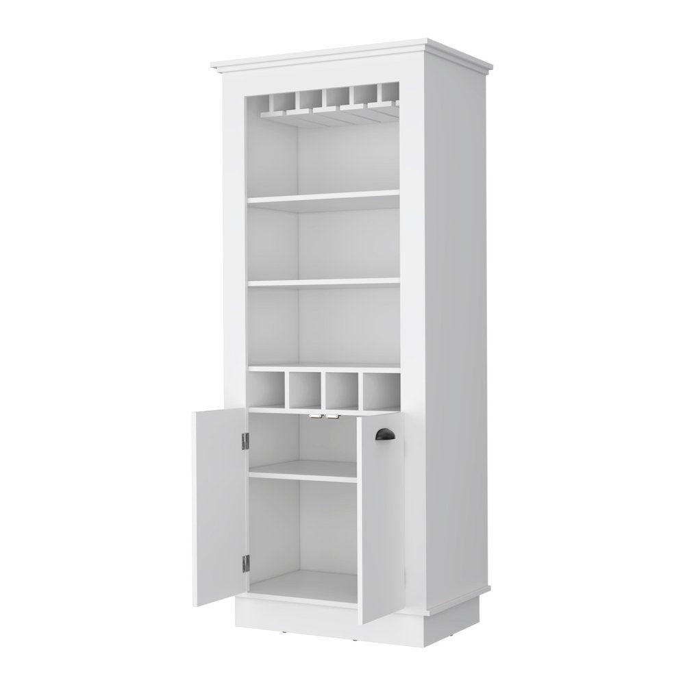 70" White Bar Cabinet With Wine Storage HomeRoots