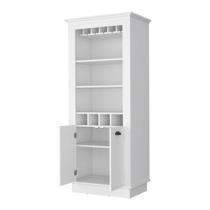 70" White Bar Cabinet With Wine Storage HomeRoots