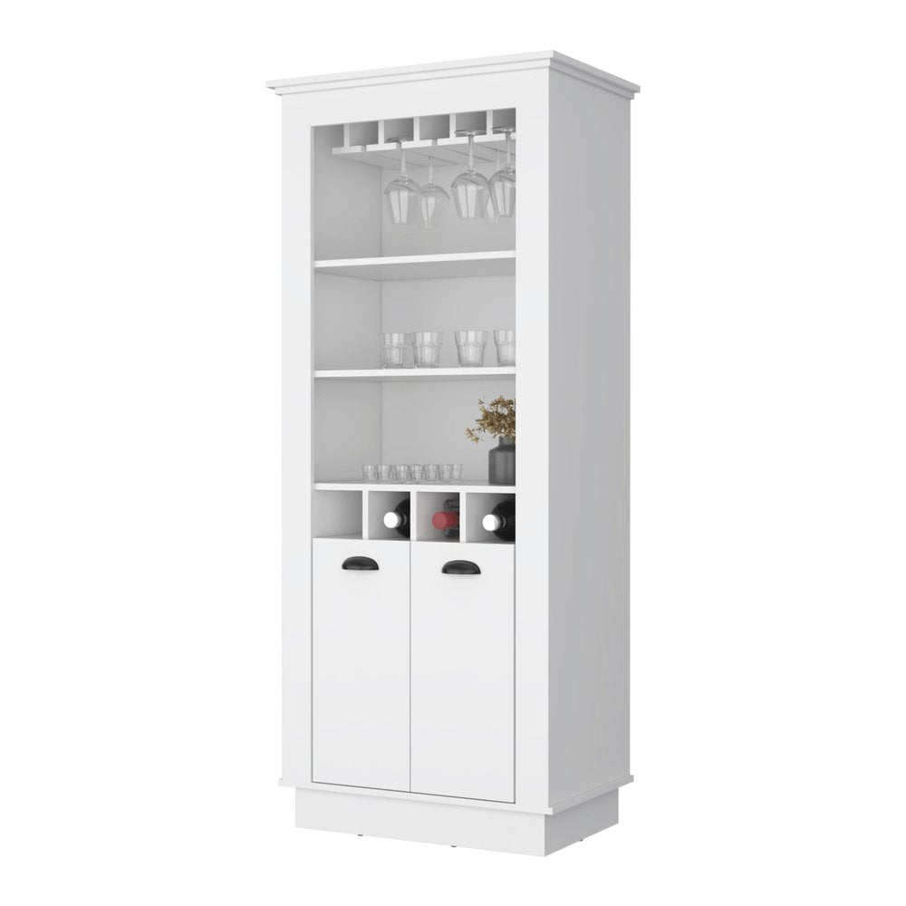 70" White Bar Cabinet With Wine Storage HomeRoots