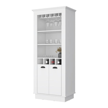 70" White Bar Cabinet With Wine Storage HomeRoots