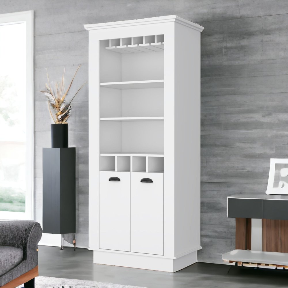 70" White Bar Cabinet With Wine Storage HomeRoots
