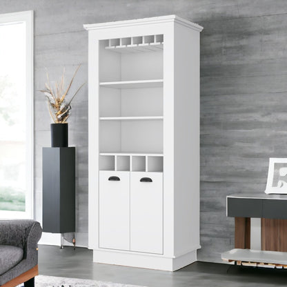 70" White Bar Cabinet With Wine Storage HomeRoots