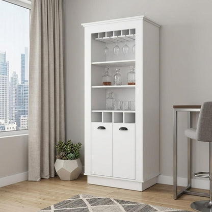 70" White Bar Cabinet With Wine Storage HomeRoots