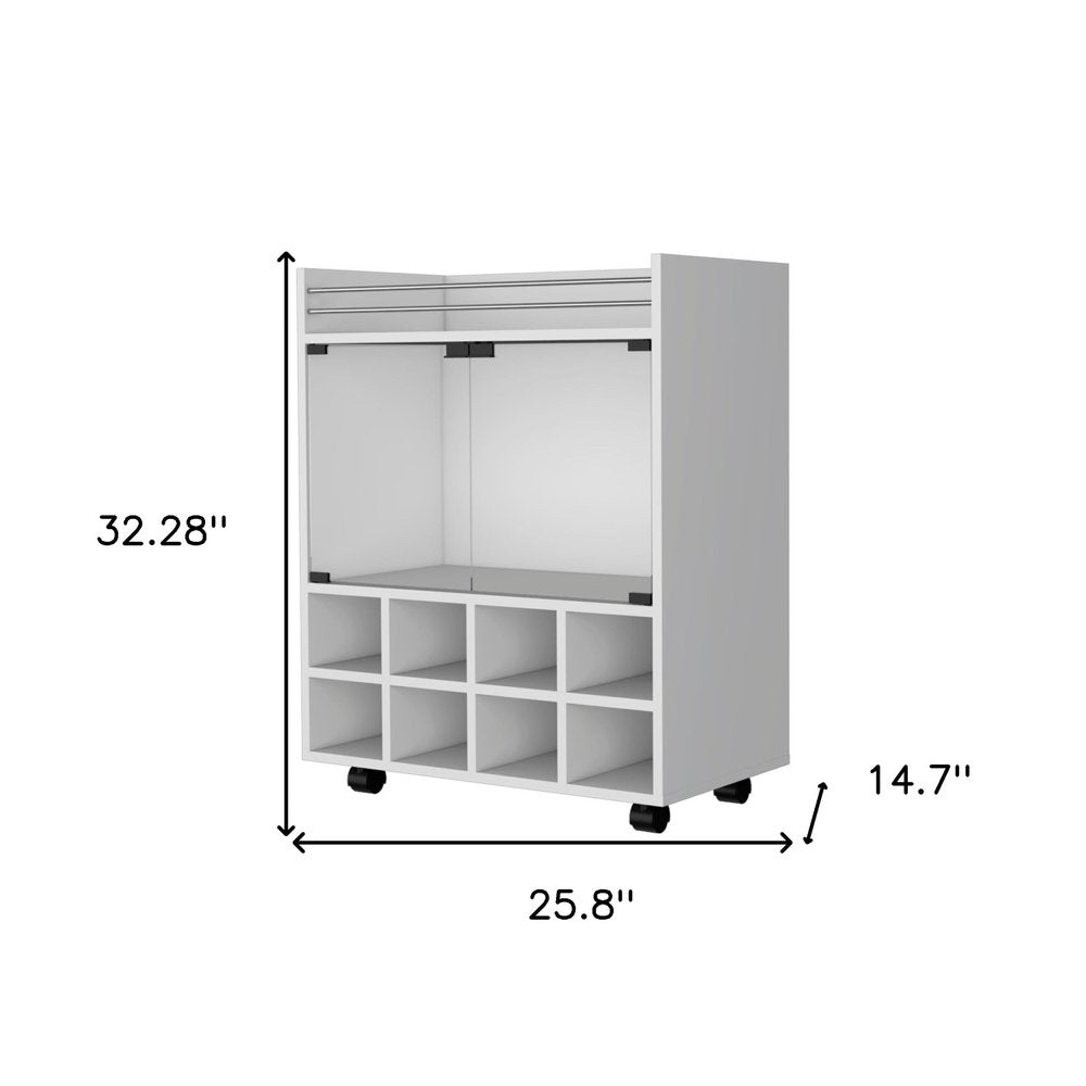 White Rolling Bar Cart With Wine Storage HomeRoots