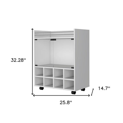 White Rolling Bar Cart With Wine Storage HomeRoots