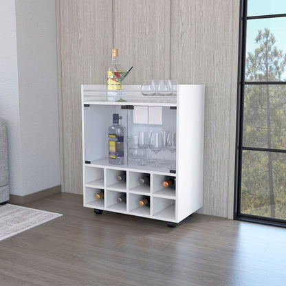 White Rolling Bar Cart With Wine Storage HomeRoots