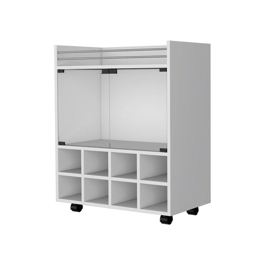 White Rolling Bar Cart With Wine Storage HomeRoots