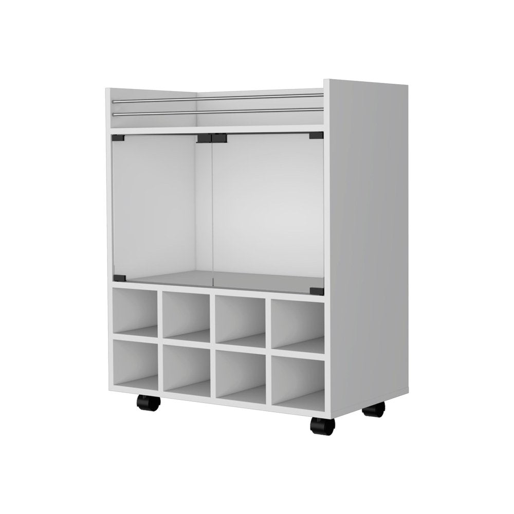 White Rolling Bar Cart With Wine Storage HomeRoots