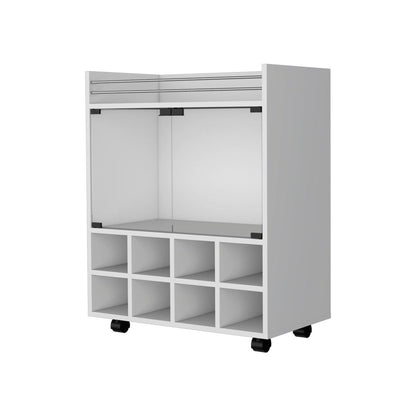 White Rolling Bar Cart With Wine Storage HomeRoots