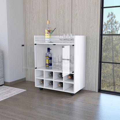 White Rolling Bar Cart With Wine Storage HomeRoots