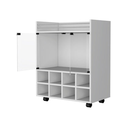 White Rolling Bar Cart With Wine Storage HomeRoots