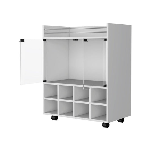 White Rolling Bar Cart With Wine Storage HomeRoots