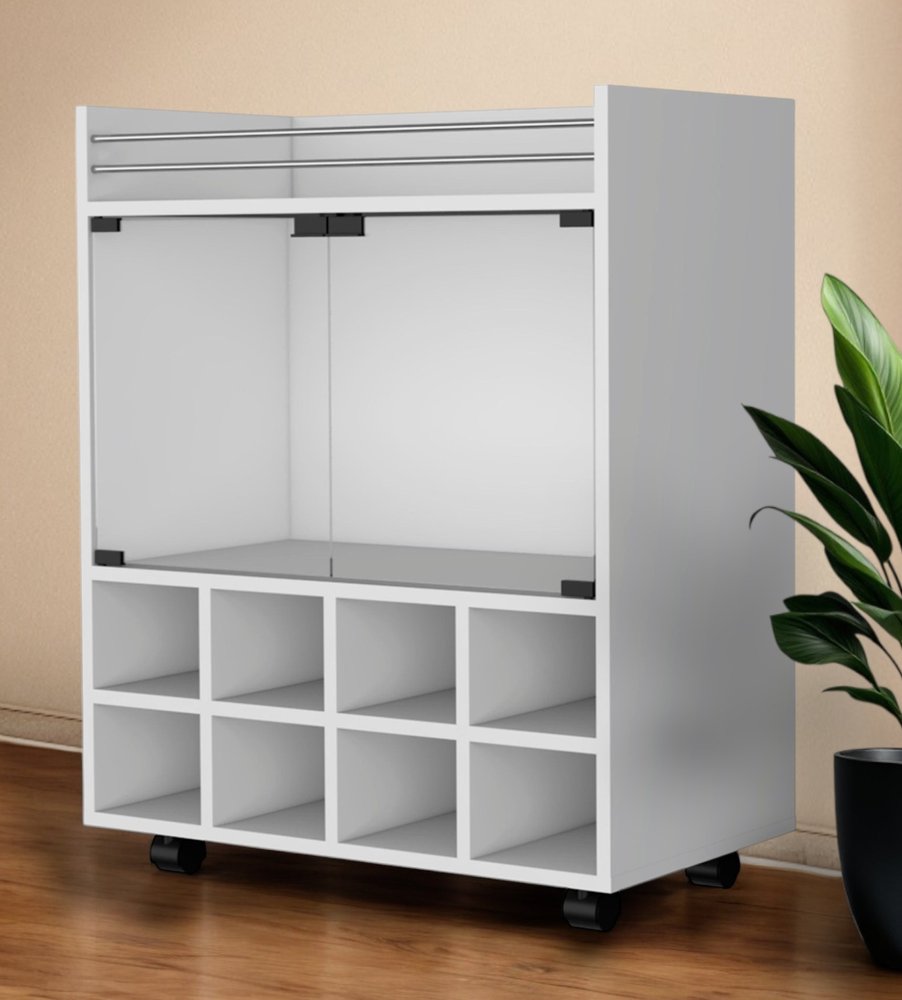 White Rolling Bar Cart With Wine Storage HomeRoots