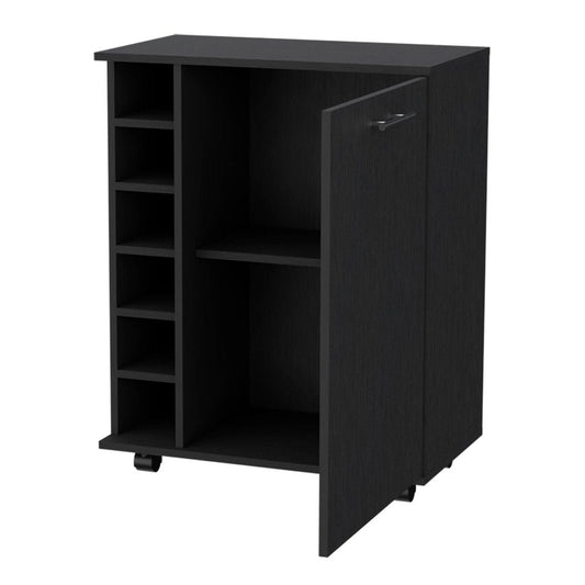 Black Rolling Bar Cart With Wine Storage HomeRoots