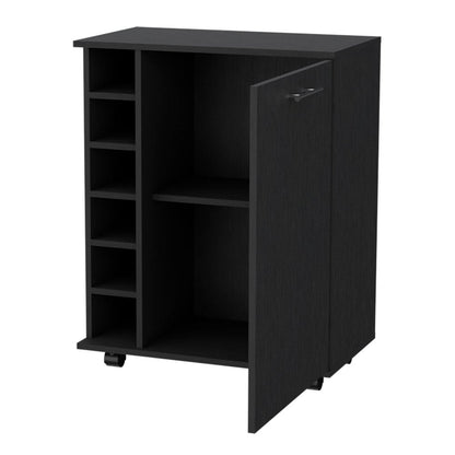 Black Rolling Bar Cart With Wine Storage HomeRoots