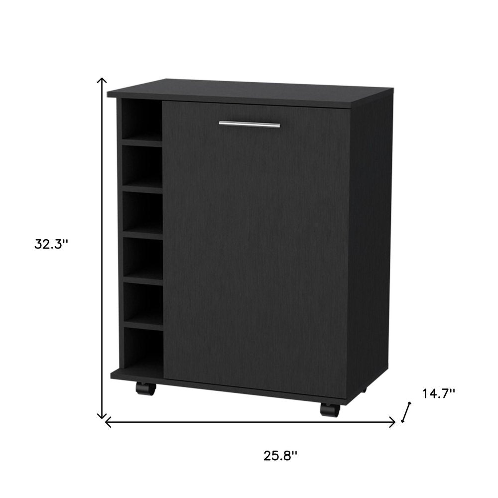 Black Rolling Bar Cart With Wine Storage HomeRoots