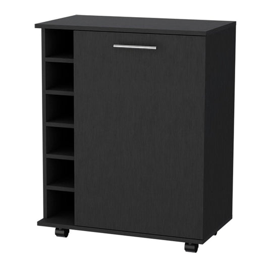 Black Rolling Bar Cart With Wine Storage HomeRoots