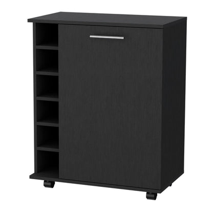 Black Rolling Bar Cart With Wine Storage HomeRoots