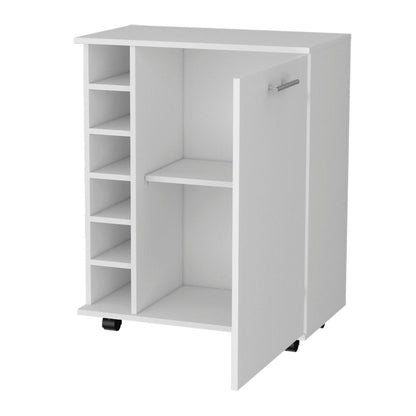 White Rolling Bar Cart With Wine Storage HomeRoots
