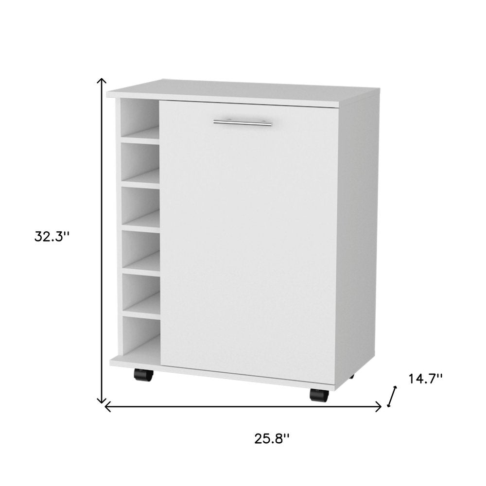 White Rolling Bar Cart With Wine Storage HomeRoots