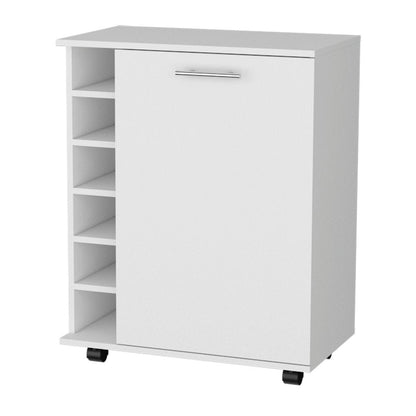 White Rolling Bar Cart With Wine Storage HomeRoots