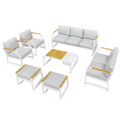 Seven Piece White Metal Sofa Seating Group With Table HomeRoots