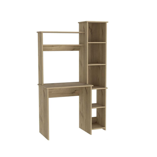 39" White Wood Pedestal Computer Desk With Hutch