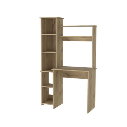 39" Oak Wood Computer Desk With Hutch and Bookshelf Set HomeRoots