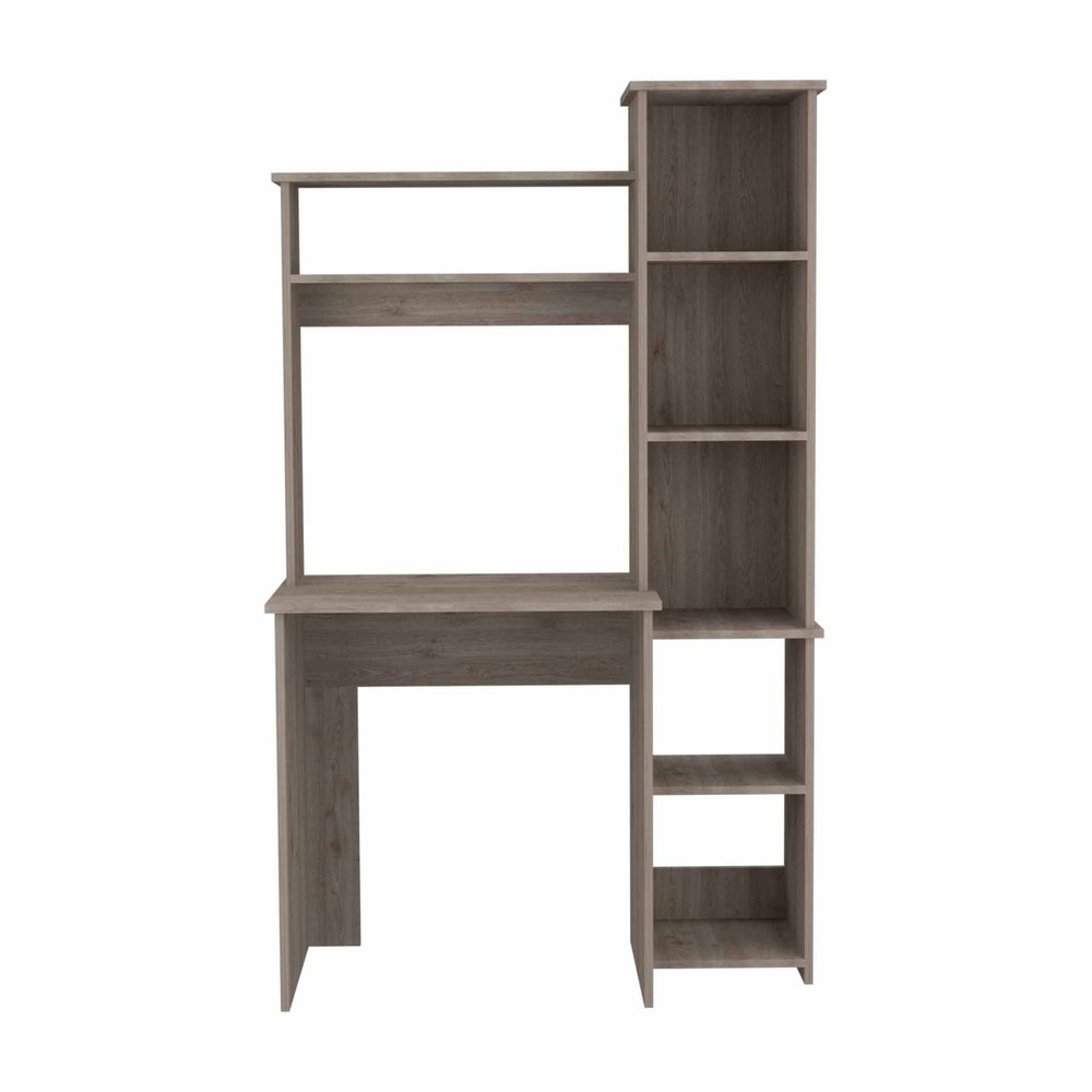 39" Oak Wood Computer Desk With Hutch and Bookshelf Set HomeRoots