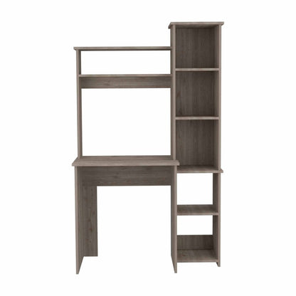 39" Oak Wood Computer Desk With Hutch and Bookshelf Set HomeRoots