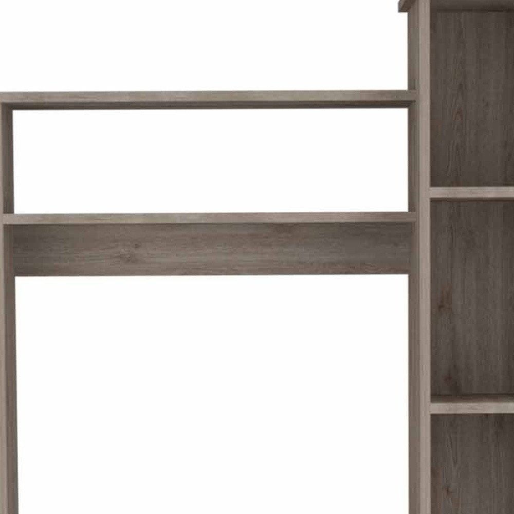 39" White Wood Pedestal Computer Desk With Hutch — view 8