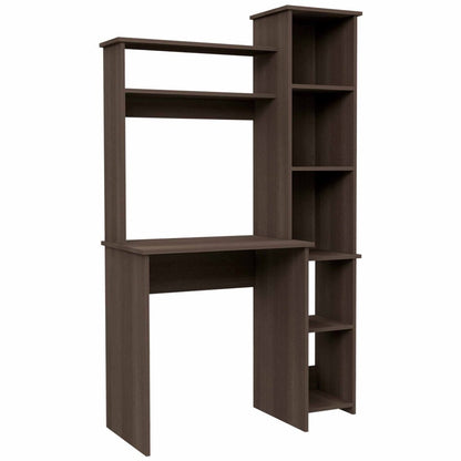 39" White Wood Pedestal Computer Desk With Hutch