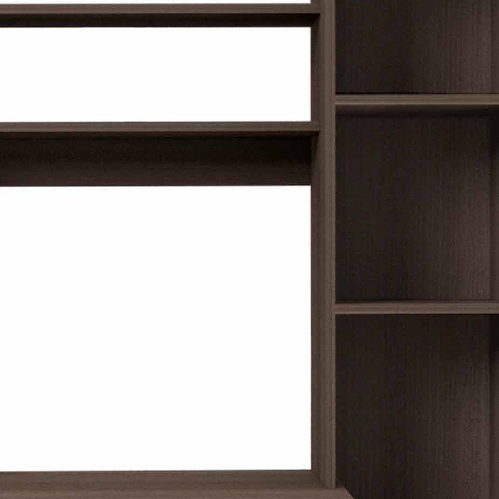 39" Oak Wood Computer Desk With Hutch and Bookshelf Set — view 12