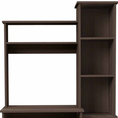 39" Oak Wood Computer Desk With Hutch and Bookshelf Set HomeRoots