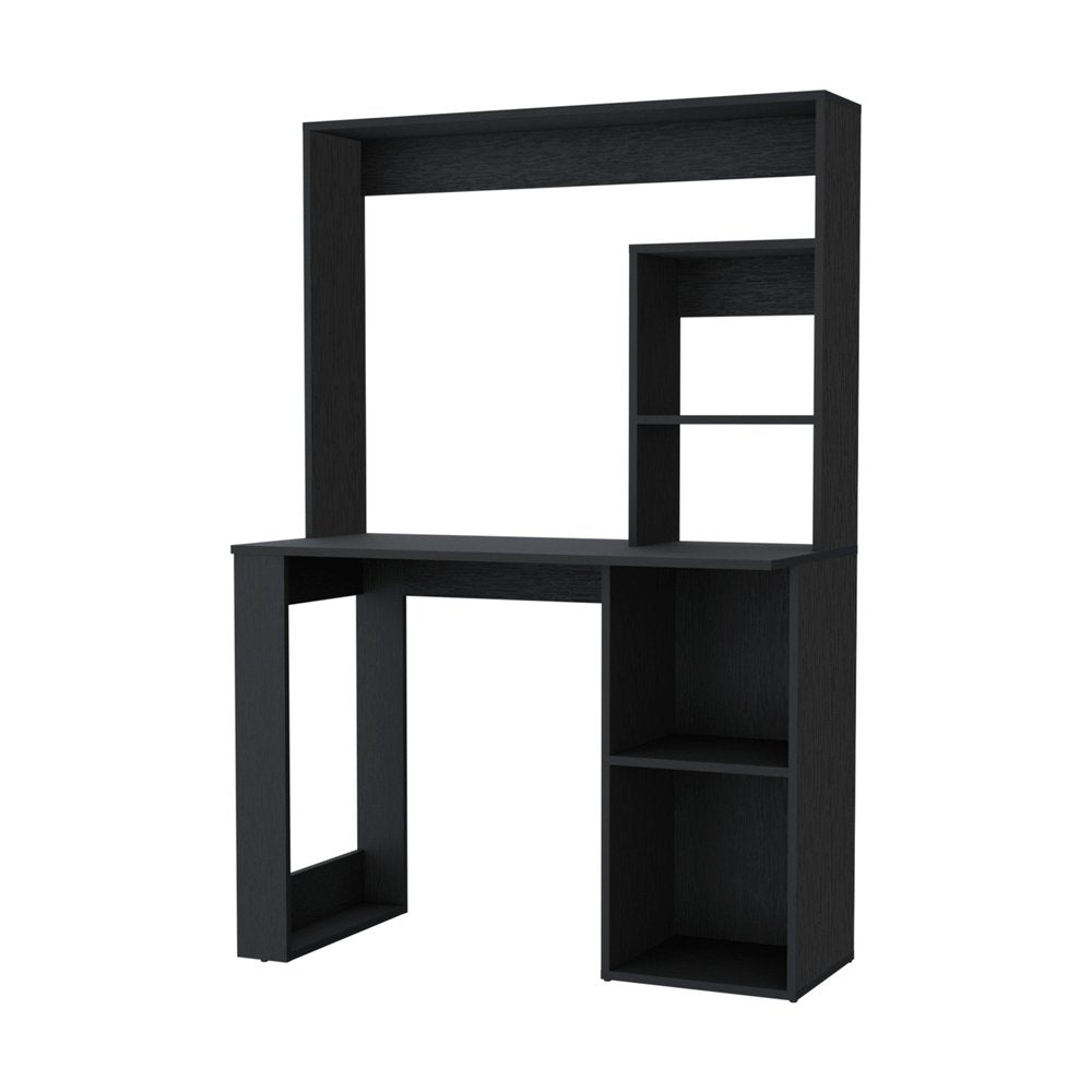 39" Black Wood Pedestal Computer Desk With Hutch HomeRoots