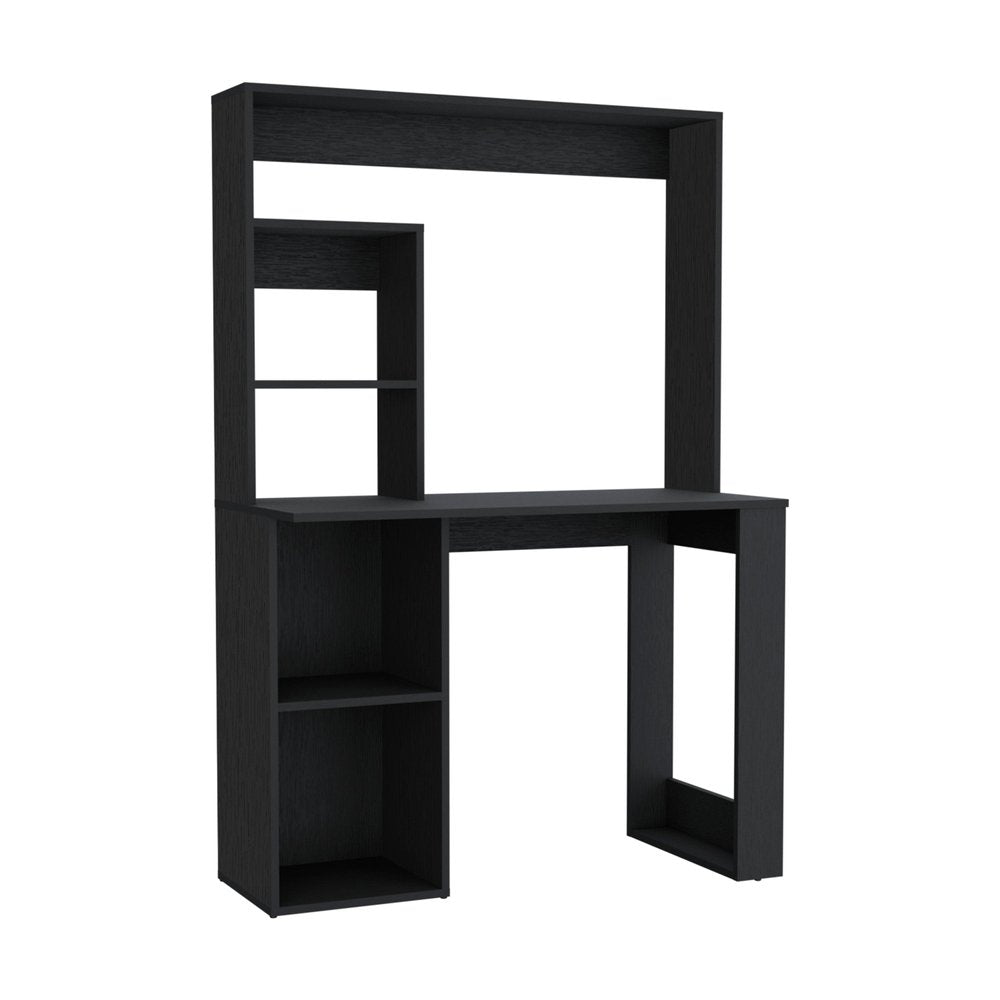 39" Black Wood Pedestal Computer Desk With Hutch HomeRoots