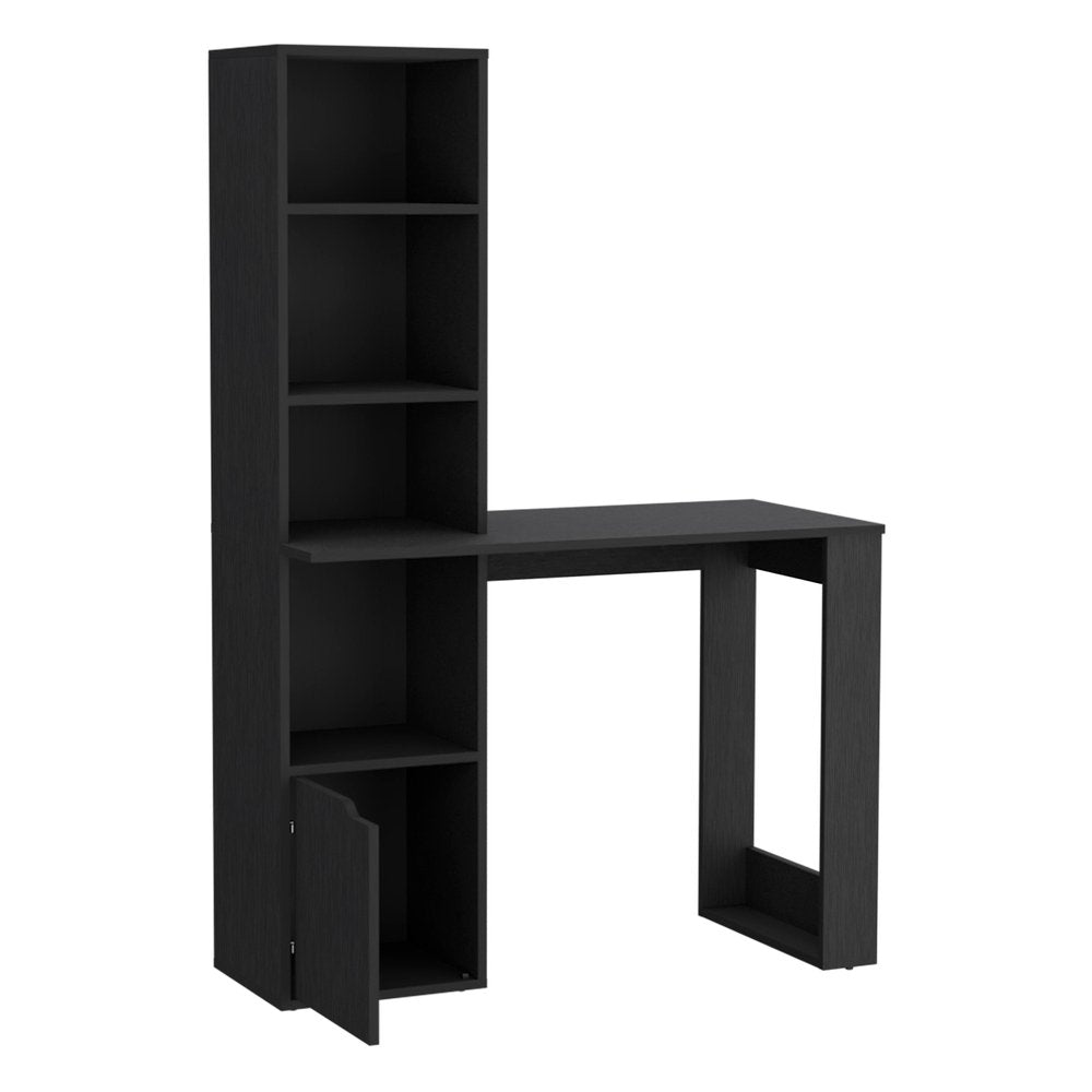 39" Black Wood Pedestal Computer Desk — view 7