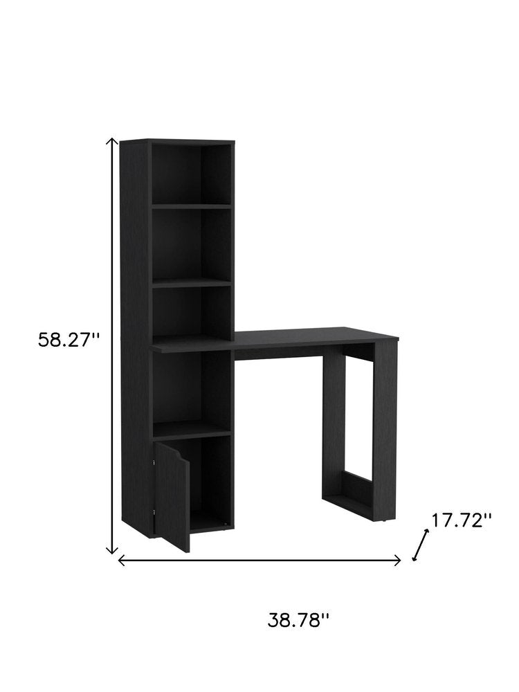 39" Black Wood Pedestal Computer Desk HomeRoots