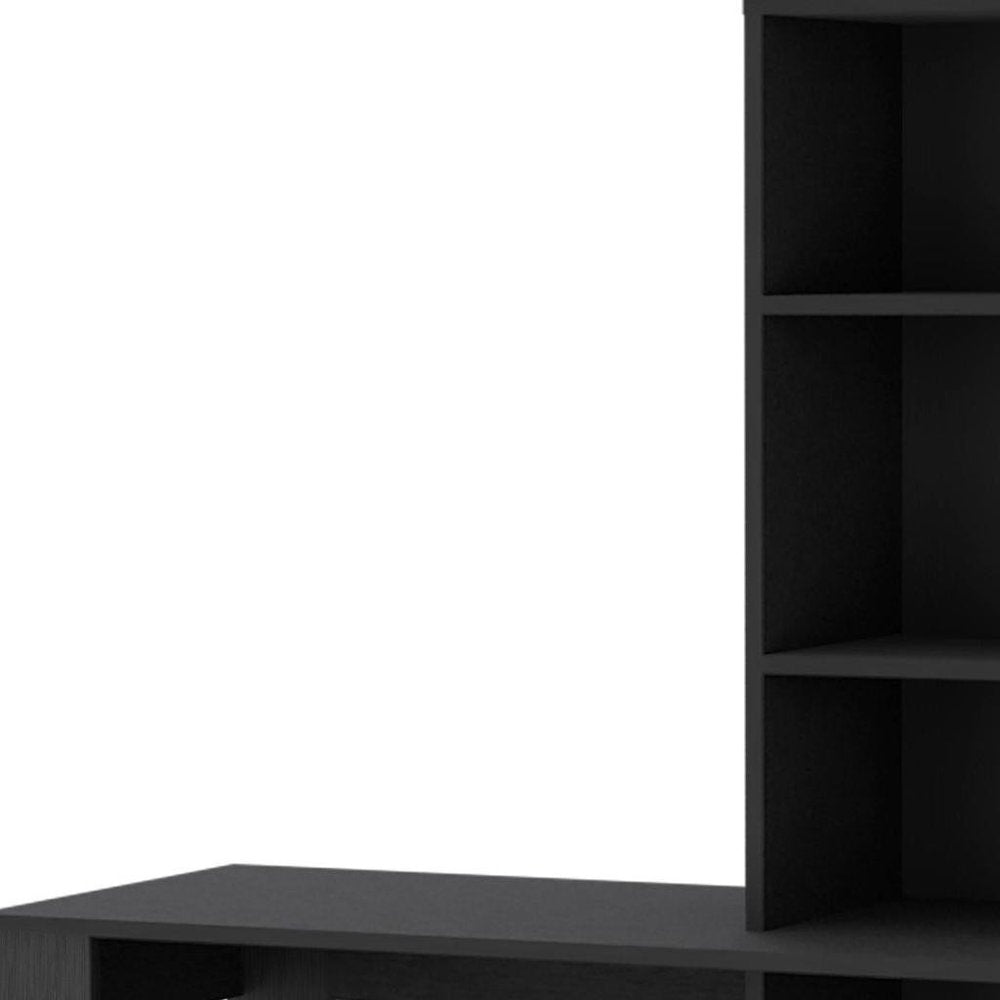39" Black Wood Pedestal Computer Desk — view 9