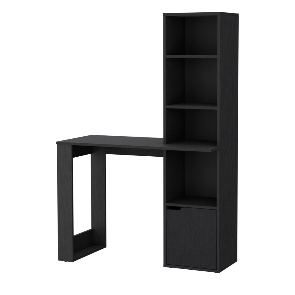 39" Black Wood Pedestal Computer Desk — view 6