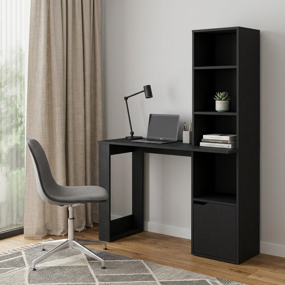 39" Black Wood Pedestal Computer Desk HomeRoots