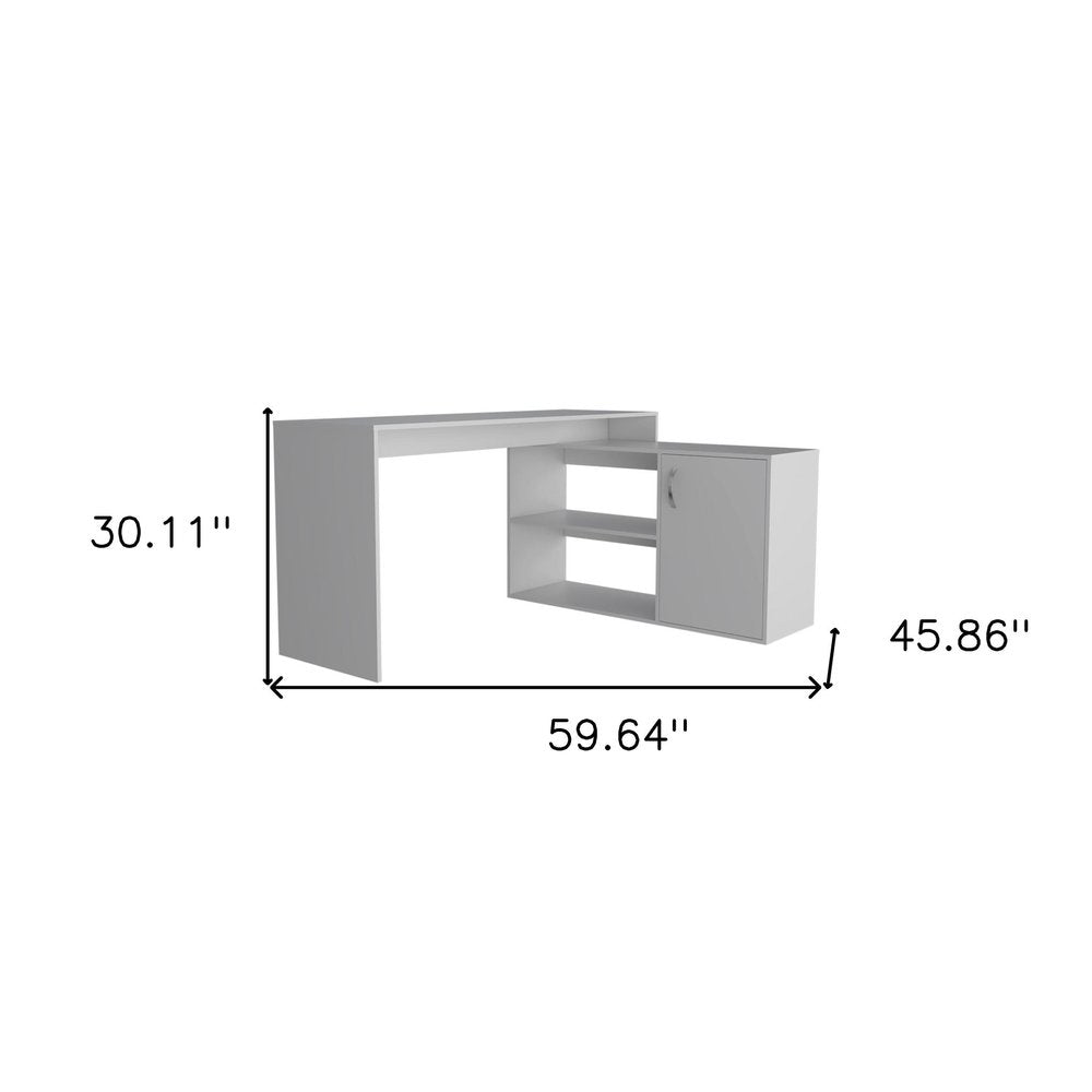60" White Wood L Shape Computer Desk — view 8