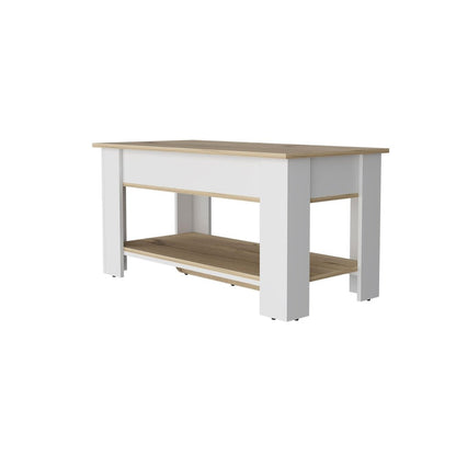 40" Oak and White Storage Bench with Flip Top HomeRoots