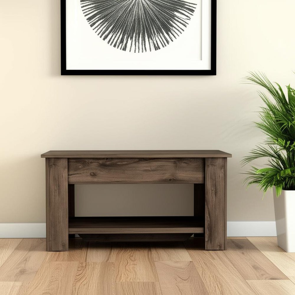 40" Dark Brown Storage Bench with Flip Top HomeRoots