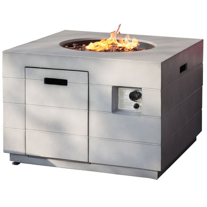 50000 BTU 35" Gray Aluminum Natural Gas Square Fire Pit Table With Cover HomeRoots