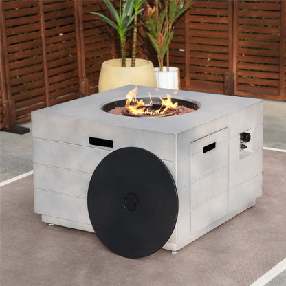 50000 BTU 35" Gray Aluminum Natural Gas Square Fire Pit Table With Cover HomeRoots