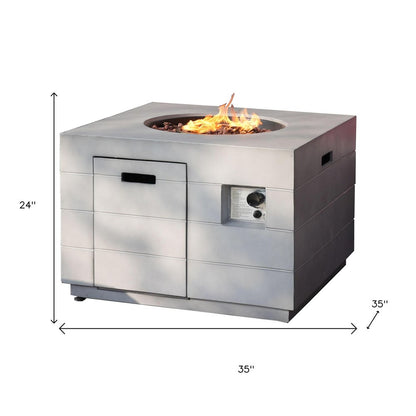 50000 BTU 35" Gray Aluminum Natural Gas Square Fire Pit Table With Cover HomeRoots
