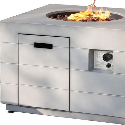 50000 BTU 35" Gray Aluminum Natural Gas Square Fire Pit Table With Cover HomeRoots