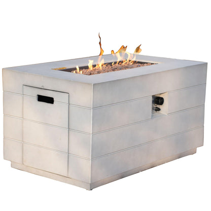 28" Gray Aluminum Natural gas Rectangular Fire pit table With Cover - FurniFindUSA